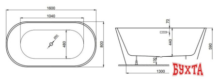 Ванна Polimat Uzo 160x80 00438 (розовый)