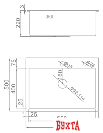 Кухонная мойка Gerhans K36050B (графит)