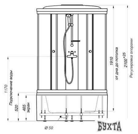 Душевая кабина Triton Риф Б3 ДН4 90x90 (шиншила)