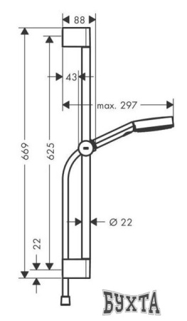 Душевой гарнитур  Hansgrohe Pulsify Select 105 3jet Relaxation 24160000 (хром)