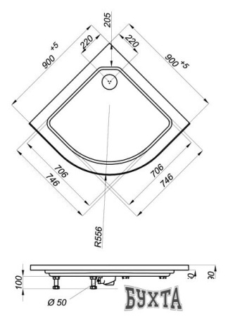 Душевая кабина Triton Риф А3 ДН4 90x90 (шиншила)