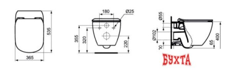 Унитаз Ideal Standard Tesi AquaBlade T007901+T352701+R020467