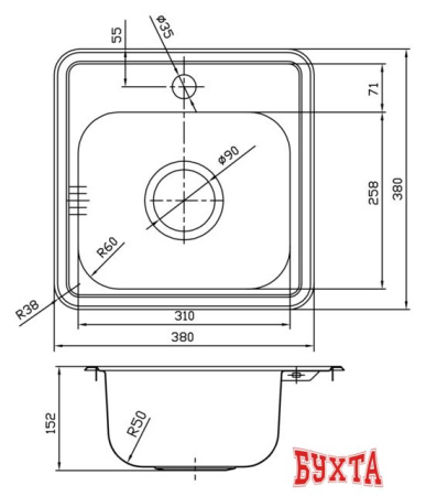 Кухонная мойка IDDIS Strit [STR38P0i77]