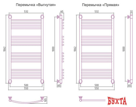 Полотенцесушитель Сунержа Богема+ 1000x500 30-0220-1050