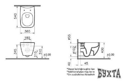 Унитаз Vitra Shift Rim-Ex 7742B003-0075+191-003-009