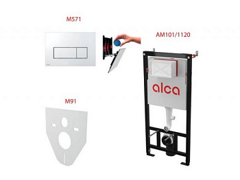 Инсталляционный сет 4 в 1 с кнопкой M571, Alca, арт.AM101/1120-4:1RUM571-0001 (Чехия)