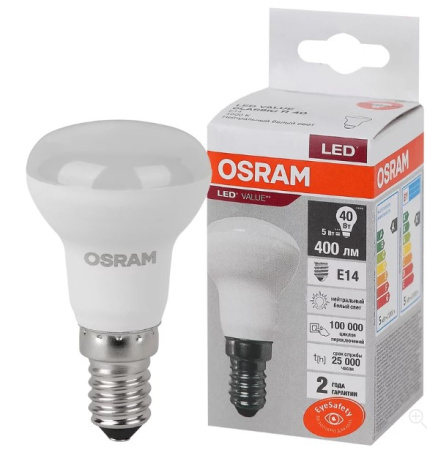 582576 Светодиодная лампа LVR40 5SW/840 230V E14 10X1 RU OSRAM, Ввезен из РФ