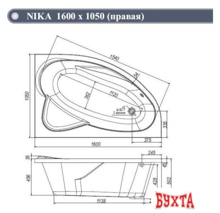 Ванна Ventospa Nika 160х105R