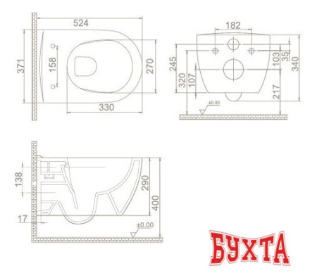 Унитаз CeraStyle City HC00206PN00