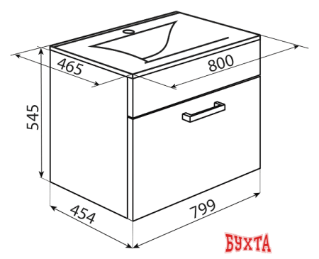 Мебель для ванных комнат IDDIS Тумба с умывальником Mirro 80 MIR80W2i95K