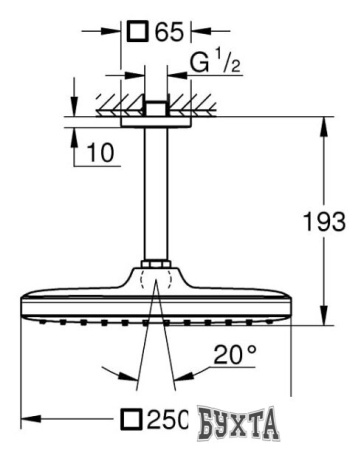 Верхний душ Grohe Tempesta 250 Cube 26683000