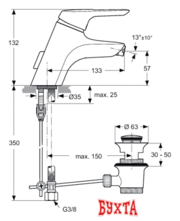 Смеситель Ideal Standard Ceramix Blue A5655AA