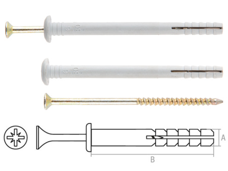 Дюбель-гвоздь 6х60 мм полипропилен гриб (100 шт в карт. уп.) STARFIX, арт.SMC3-82218-100 (Россия)