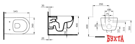 Унитаз Bocchi V-Tondo Rimless 1416-004-0129+A0333-004 (черный матовый)