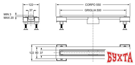 Трап/канал Bonomini L50 6825KX50S