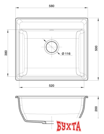 Кухонная мойка GranFest GF-V-580 (иней)