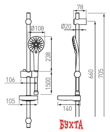 Душевой гарнитур  Ferro Nessa N350B