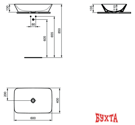 Умывальник Ideal Standard Connect Air 60 E034801