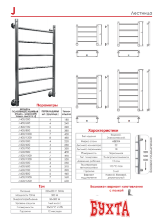 Полотенцесушитель Luxon J T500 80x40 (боковое подключение)