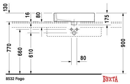 Умывальник Duravit Vero 59.5x46.5 [0452600000]