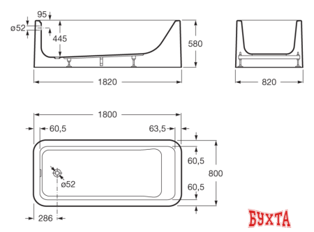 Ванна Roca Element 180x80 [24T439000]