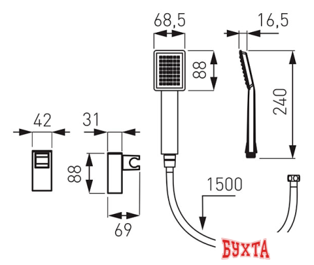 Душевой гарнитур  Ferro Sinus U170B