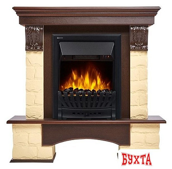Портал Firelight Forte Classic (камень бежевый/шпон темный дуб)