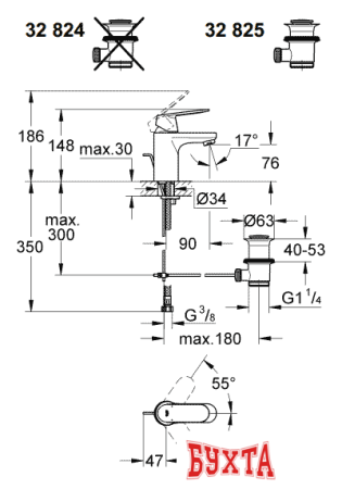 Смеситель Grohe Eurosmart Cosmopolitan 32824000