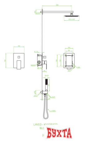 Душевая система  Laveo Kvadrato BLQ 702P