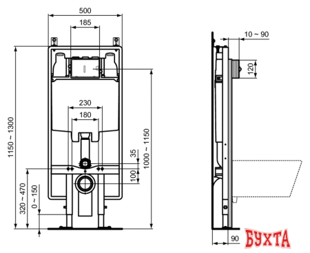 Инсталляция для унитаза Ideal Standard Prosys 80M Frame R014367