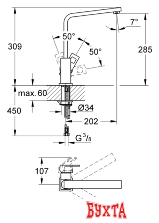 Смеситель Grohe Eurocube 31255000