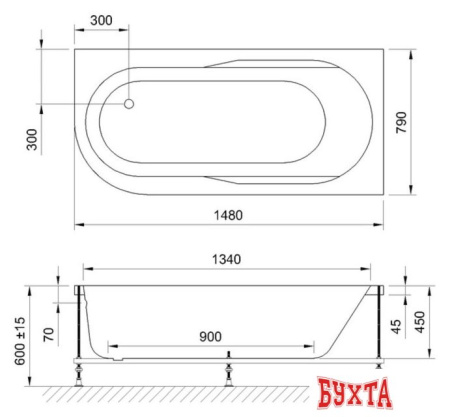 Ванна Royal Bath Azur 150x80R RB614201