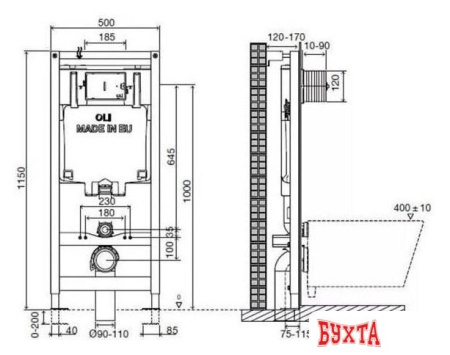 Инсталляция для унитаза OLI OLI80 с клавишей смыва Slim 883422 (белый)