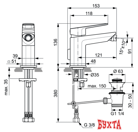 Смеситель Ideal Standard Tonic II A6336AA