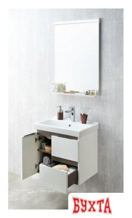 Мебель для ванных комнат Акватон Тумба под умывальник Рене 60 (белый/грецкий орех) 1A222101NRC80
