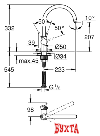 Смеситель Grohe BauClassic 31234001