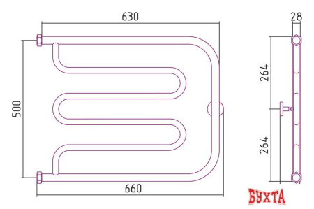 Полотенцесушитель Сунержа Лира 500х650 00-0011-5065