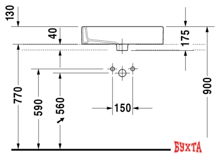 Умывальник Duravit Vero 59.5x46.5 [0452600000]