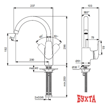 Смеситель Ideal Standard Ceraflex B1727AA