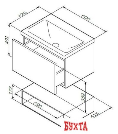 Мебель для ванных комнат AM.PM Тумба под умывальник Gem 60 M90FHX06021WG (белый)