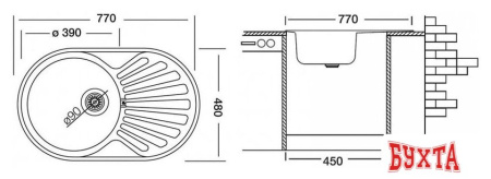 Кухонная мойка Ukinox Фаворит FAL770.480-GT8K 2L