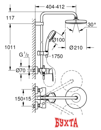 Душевая система  Grohe Tempesta Cosmopolitan System 210 26224001