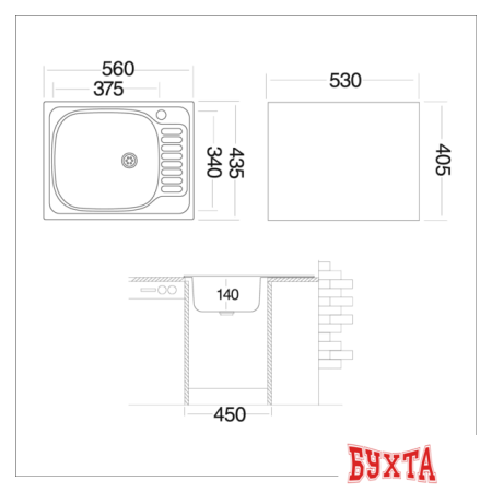 Кухонная мойка Ukinox CLM560.435 --5К 2L