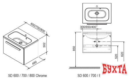 Мебель для ванных комнат Ravak Тумба под умывальник SD Chrome 80 [X000000534]