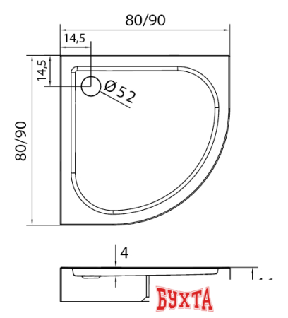 Душевой поддон NEW TRENDY Domio 80x80 B-0349