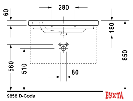 Умывальник Duravit D-Code 85x48 (03428500002)