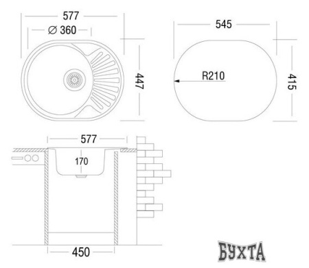 Кухонная мойка Ukinox Фаворит FAD577.447 ---5K 2L