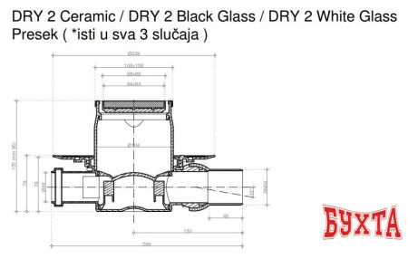 Трап/канал Pestan Confluo Standard Dry 2 White Glass Gold