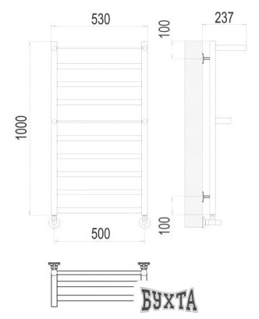 Полотенцесушитель TERMINUS Хендрикс П10 500x1000 нп (хром)