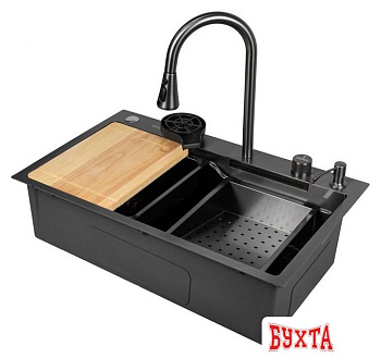 Кухонная мойка ARFEKA AF 750*460 Black PVD Nano